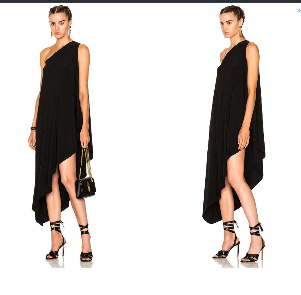 Norma Kamali Black One Shoulder Diagonal Dress Small